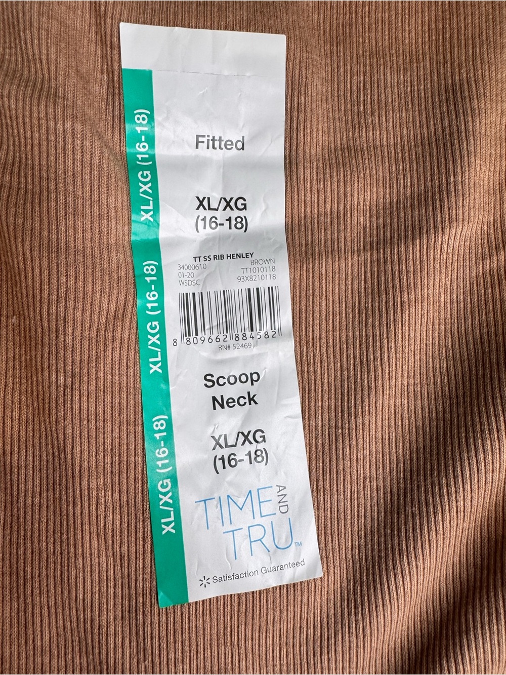 Time and Tru Short Sleeve Henley Tees - Tan & Charcoal set of 2 - Picture 5 of 7